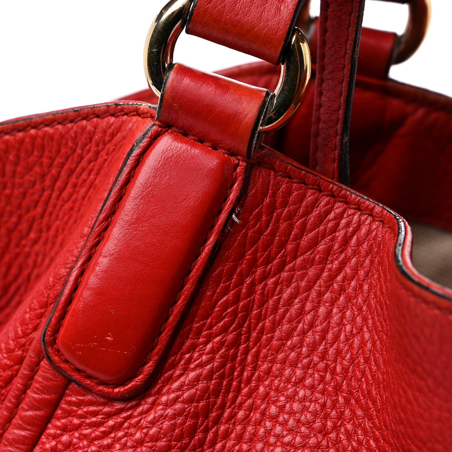 Pebbled Calfskin Medium Soho Shoulder Bag Red