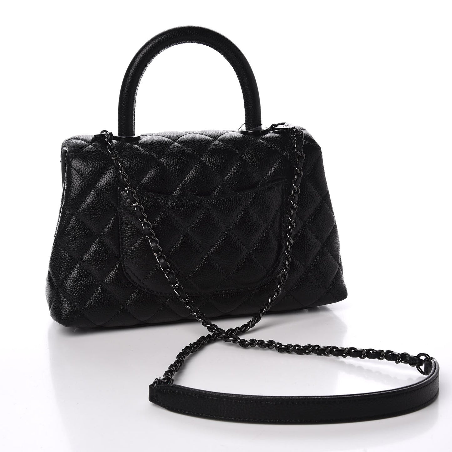 Caviar Quilted Mini Coco Handle Flap So Black