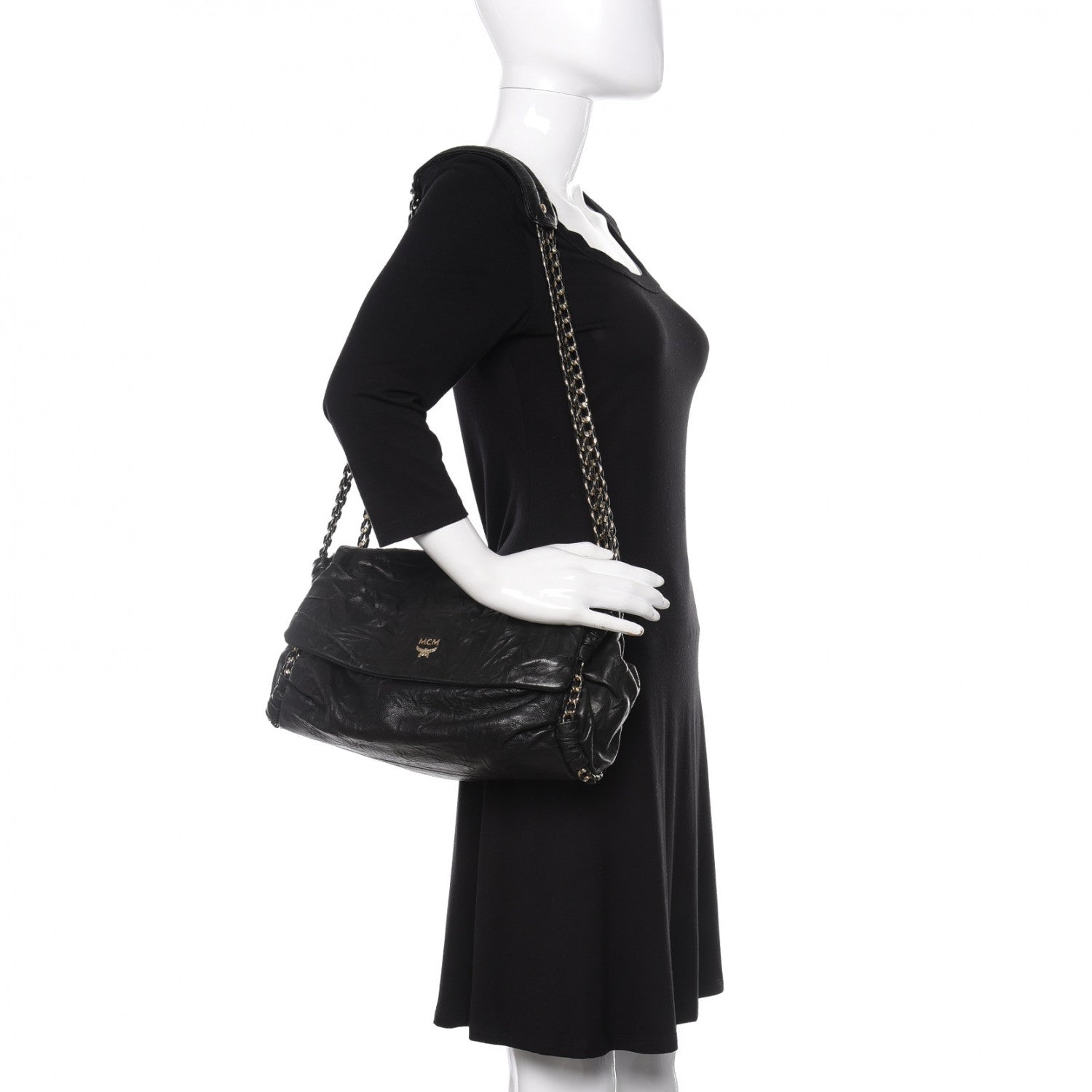 MCM Lambskin Flap Bag Black 2 of 11