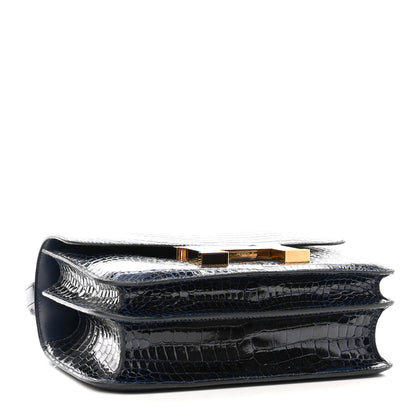 Hermes Shiny Porosus Crocodile Constance 24 Bleu Marine 4 of 11