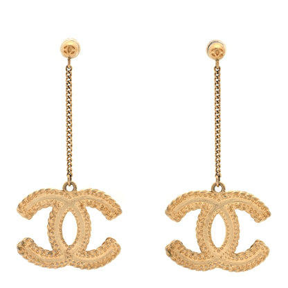 Chanel CC Drop Earrings Matte Gold 1 of 5