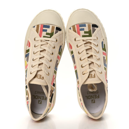 Fendi Kuban Canvas FF Womens Domino Low Top Sneakers 41 Grezzo Multicolor Latte 2 of 10