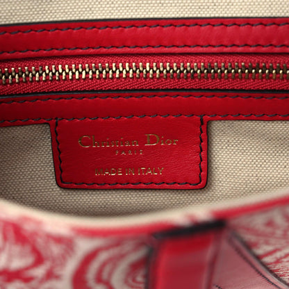 Christian Dior Canvas Reverse Embroidered Toile De Jouy Saddle Bag Red 5 of 9