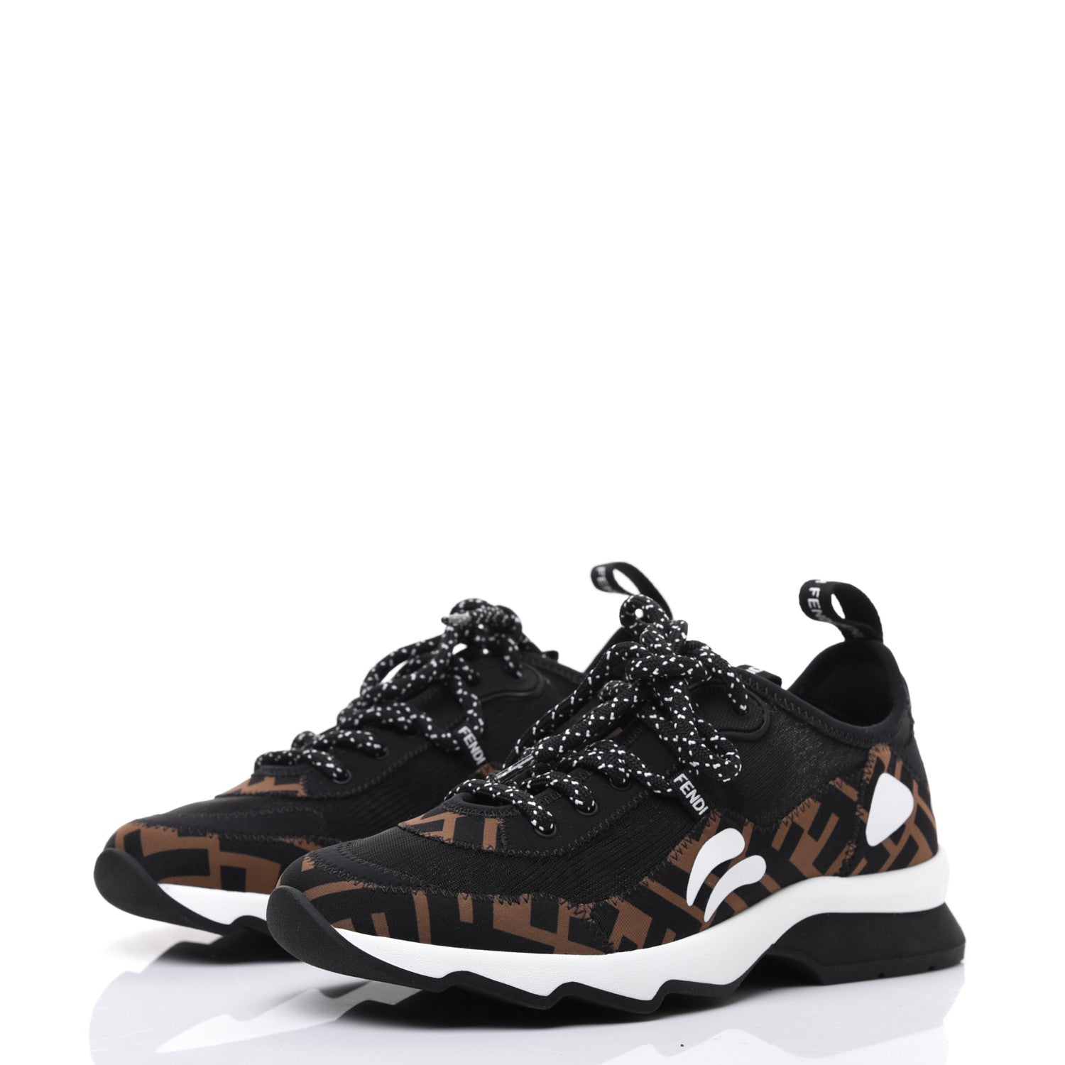Fendi Technical Mesh Lycra FFreedom Patchwork Sneakers 35 Black Tobacco 3 of 9