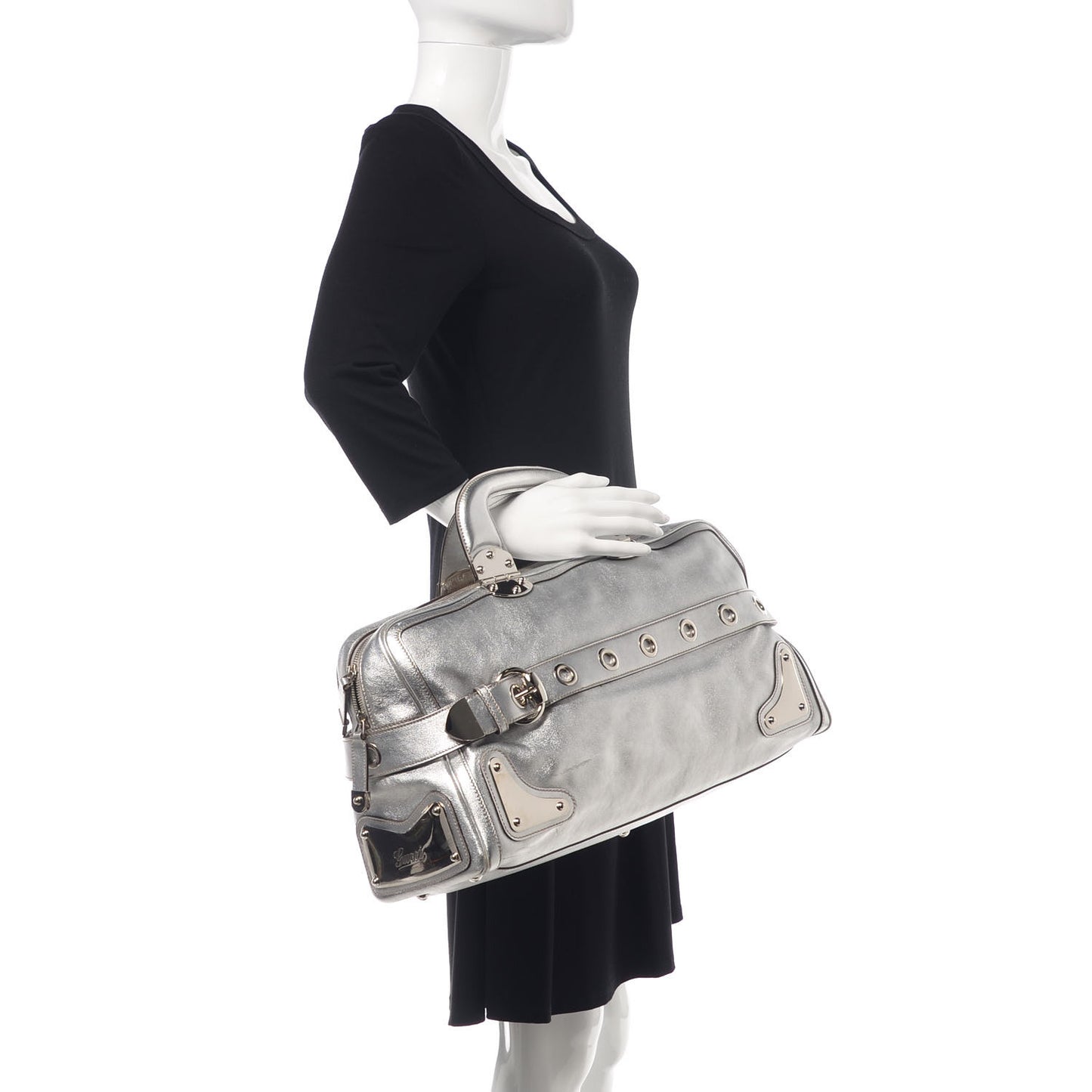 Metallic Calfskin Romy Boston Silver