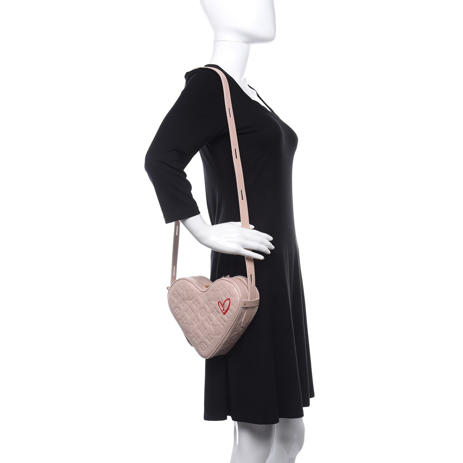 Louis Vuitton Lambskin Embossed Monogram Fall In Love Sac Coeur Light Pink 2 of 8