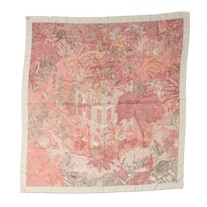 Hermes Cashmere Silk Faubourg Tropical Shawl 140 White Rouge Corail 1 of 6