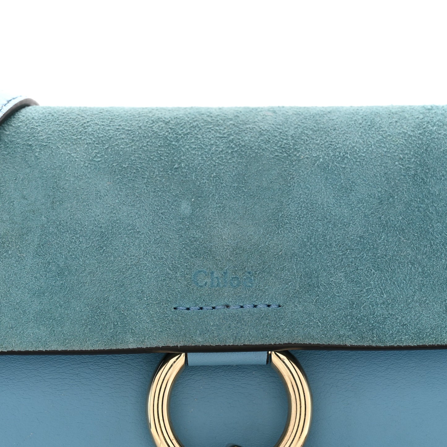 Suede Calfskin Faye Wallet On Strap Vinyl Blue