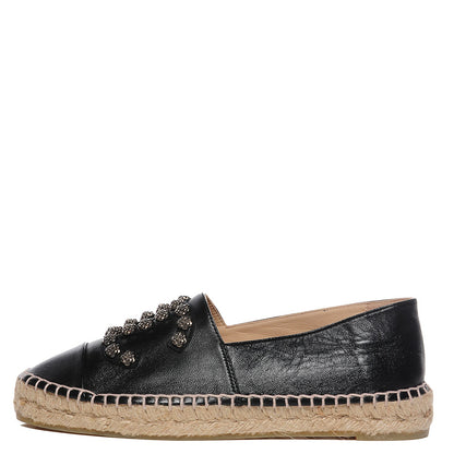 Chanel Lambskin Camellia CC Stud Espadrilles 37 Black 1 of 9