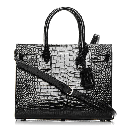 Saint Laurent Calfskin Crocodile Embossed Baby Sac De Jour Black 1 of 6
