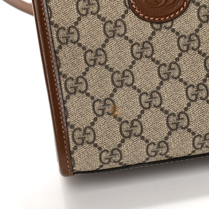 Gucci GG Supreme Monogram Azalea Calfskin Mini Retro Interlocking G Tote Bag Beige Ebony Brown Sugar 12 of 12