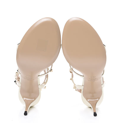 Valentino Garavani Patent Rockstud Gladiator 70mm Sandals 39.5 Light Ivory 5 of 9
