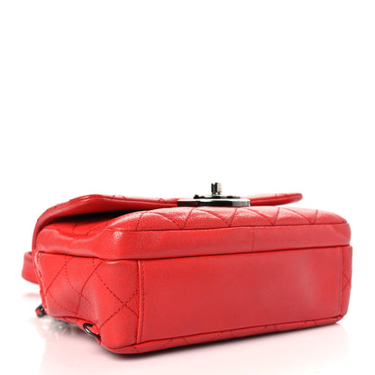 Chanel Shiny Goatskin Quilted Small Double Carry Waist Chain Flap Red 4 of 11