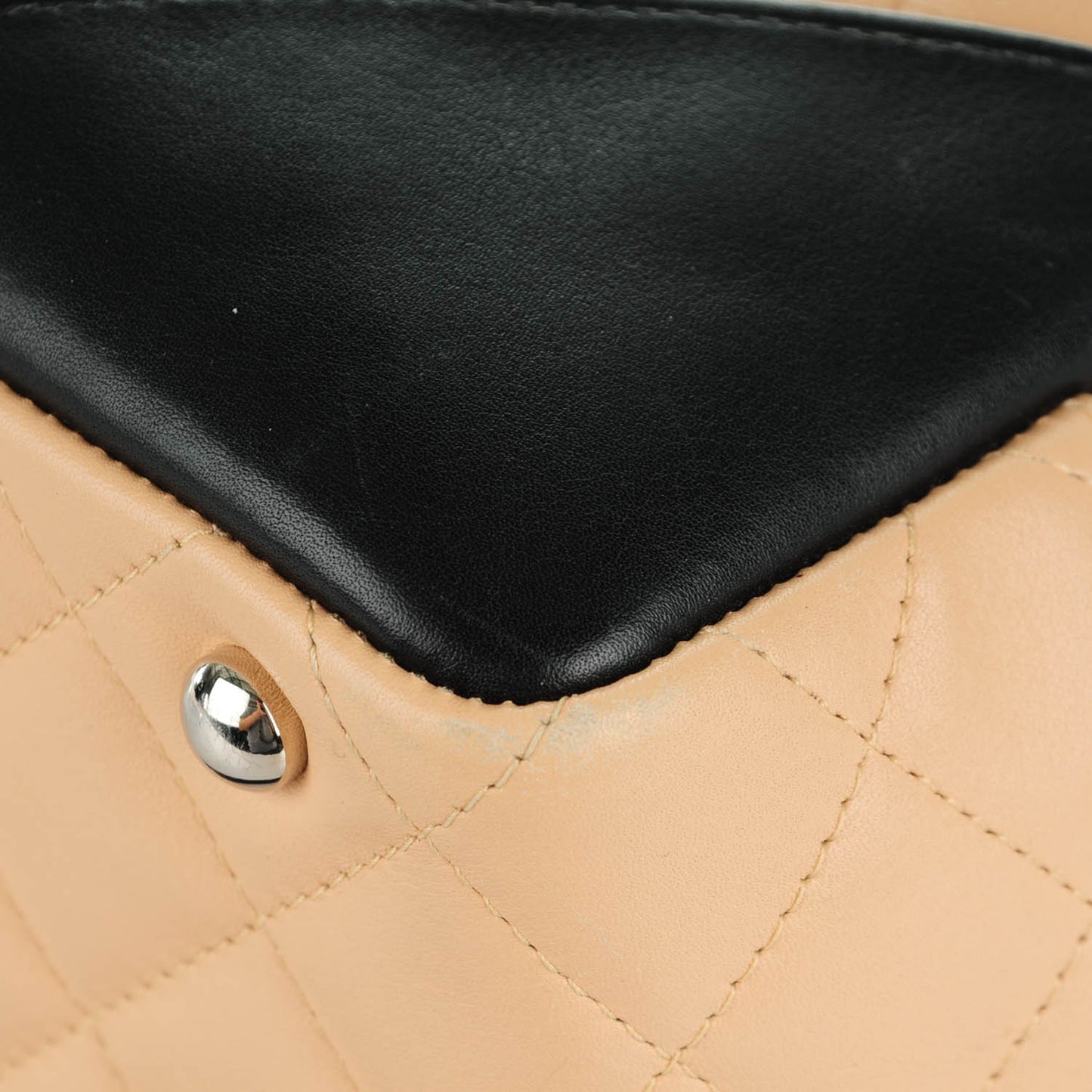 Calfskin Quilted Large Cambon Bowler Beige Black