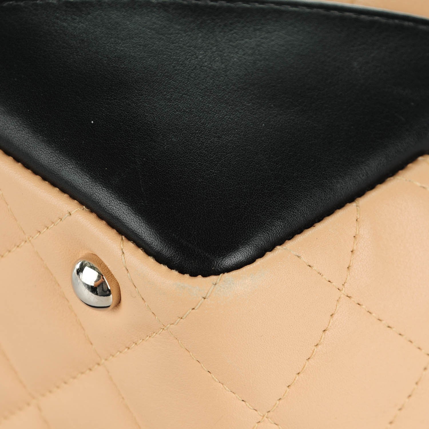 Chanel Calfskin Quilted Large Cambon Bowler Beige Black 10 of 12