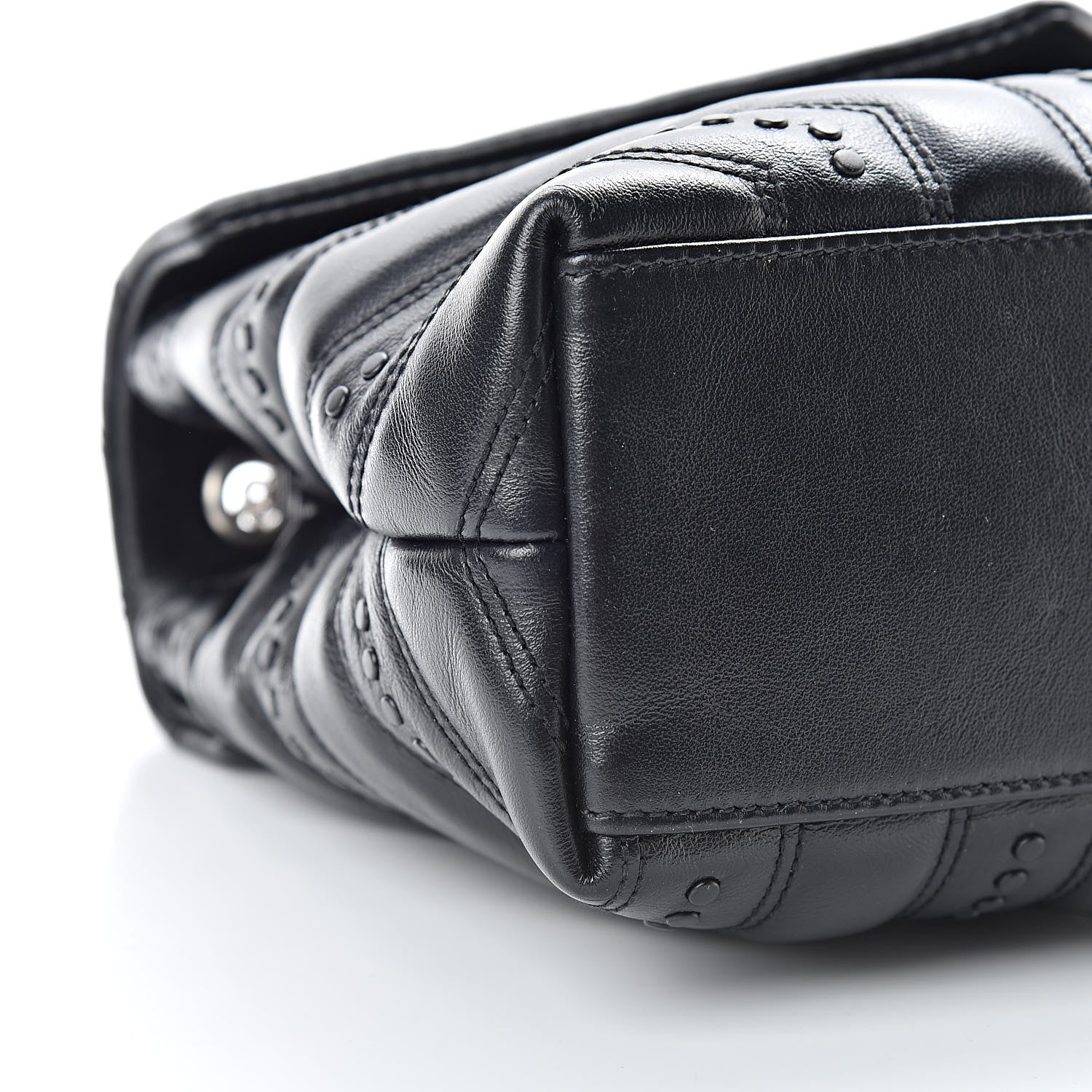 Saint Laurent Calfskin Y Quilted Studded Monogram Small Loulou Chain Satchel Black 10 of 15