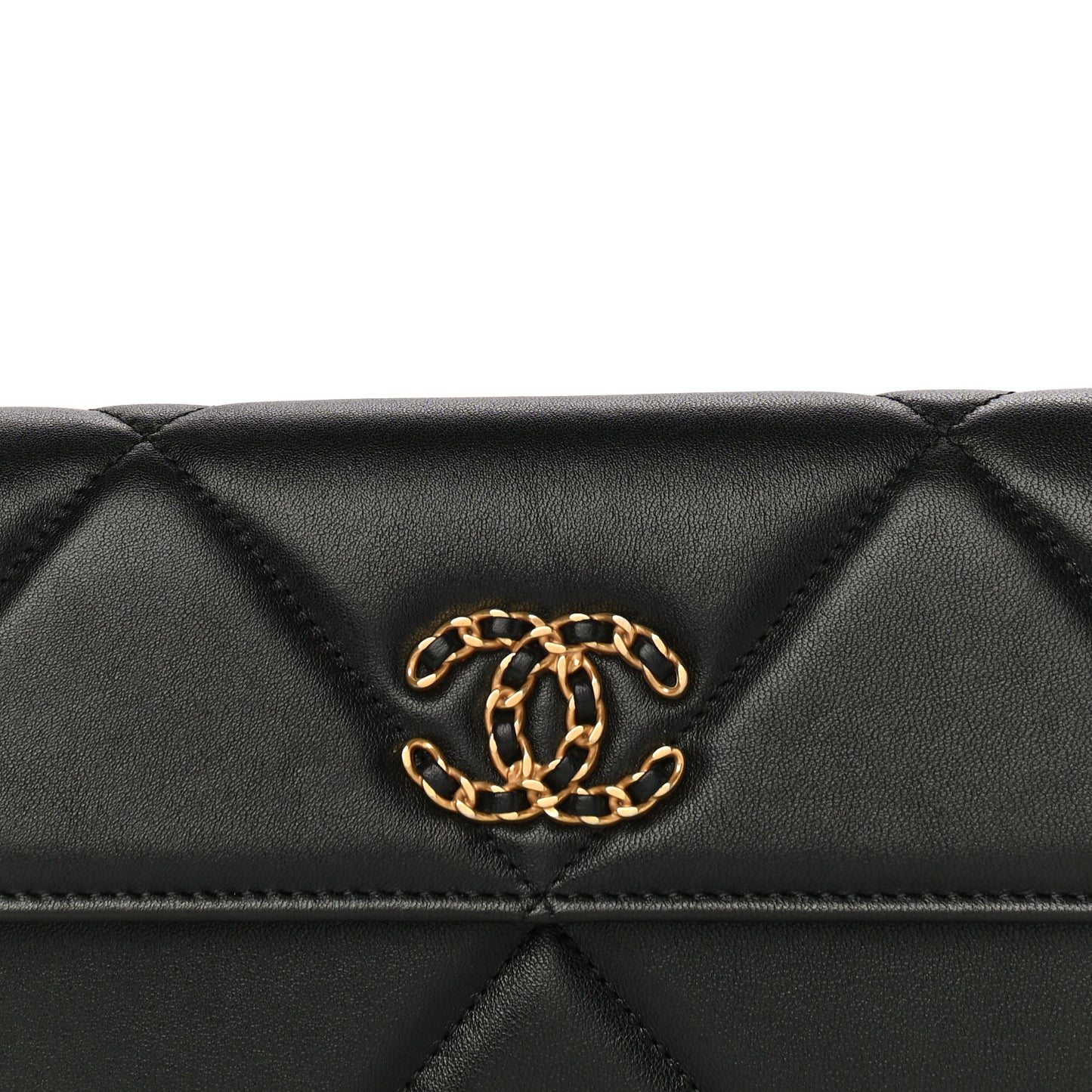 Lambskin Quilted Chanel 19 Flap Wallet Black