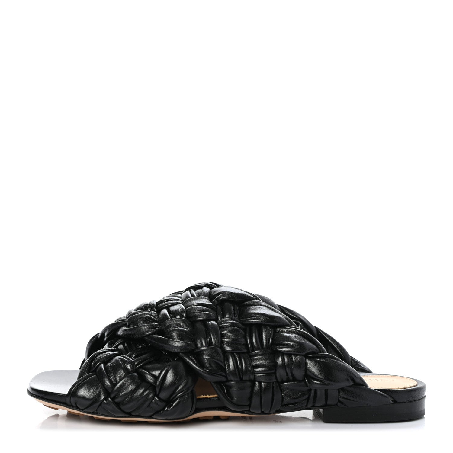 Bottega Veneta Shiny Nappa Intrecciato The Board Flat Sandals 36 Black 1 of 7