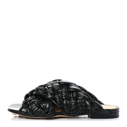 Bottega Veneta Shiny Nappa Intrecciato The Board Flat Sandals 36 Black 1 of 7