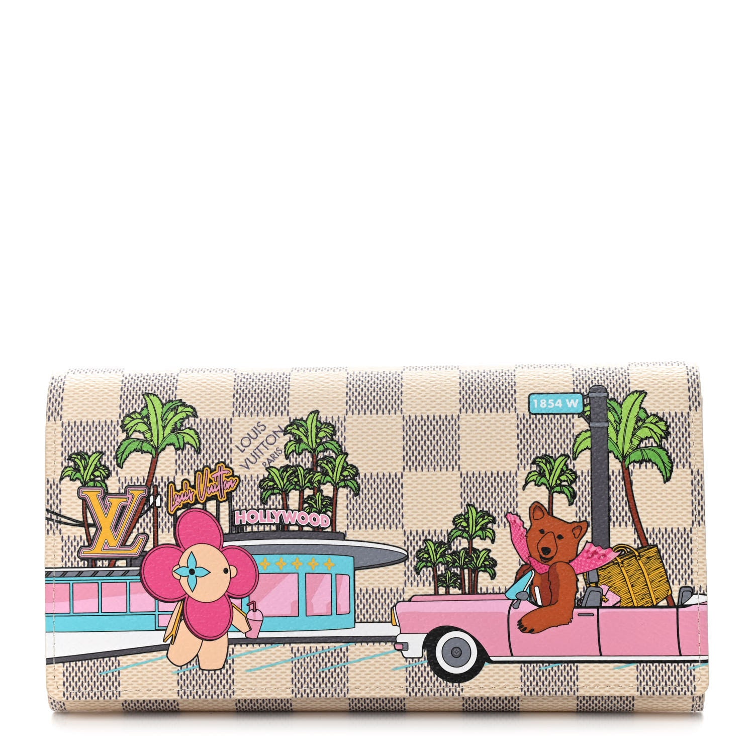 Louis Vuitton Damier Azur 2021 Christmas Animation Hollywood Sarah Wallet Fuchsia 1 of 6