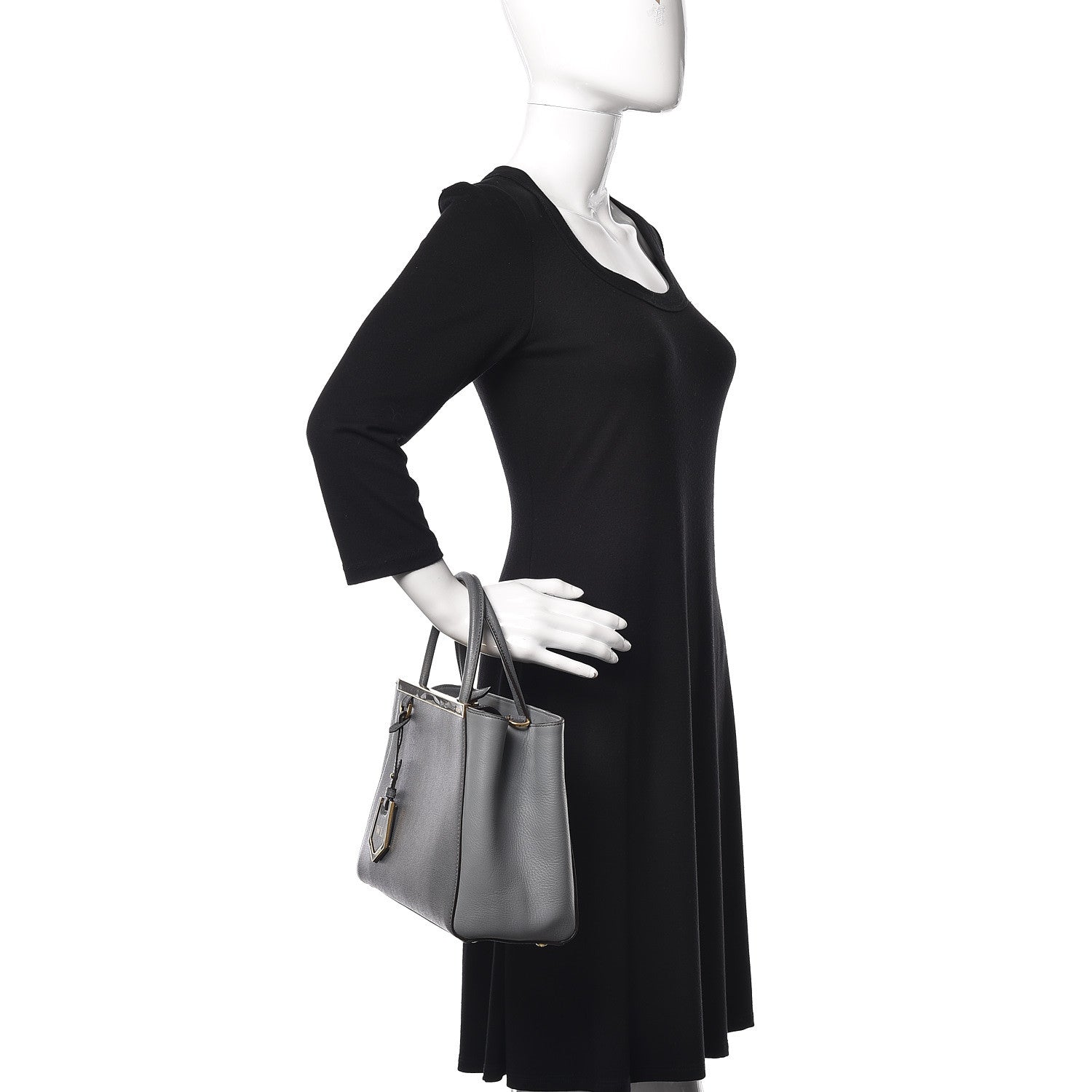 Fendi Vitello Elite Petite 2Jours Tote Grigio Grigio Chiaro 2 of 13