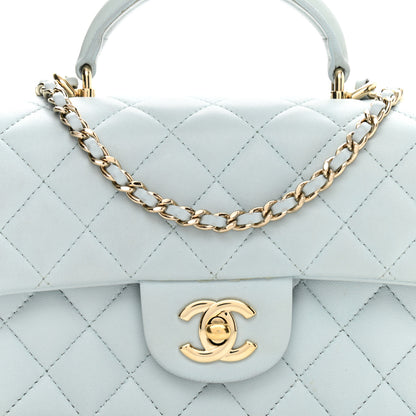 Chanel Lambskin Quilted Mini Top Handle Rectangular Flap Light Blue 8 of 13