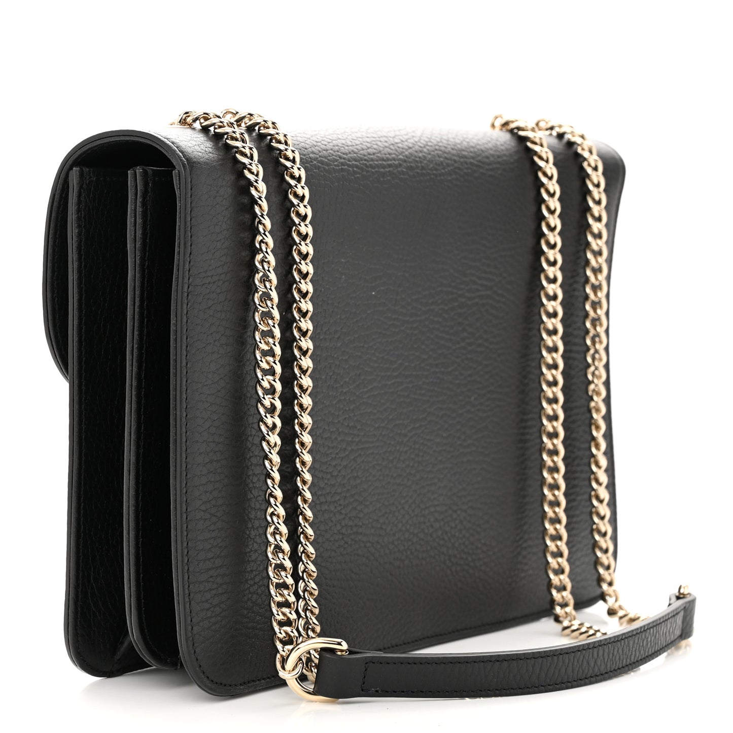 Dollar Calfskin Interlocking G Shoulder Bag Black