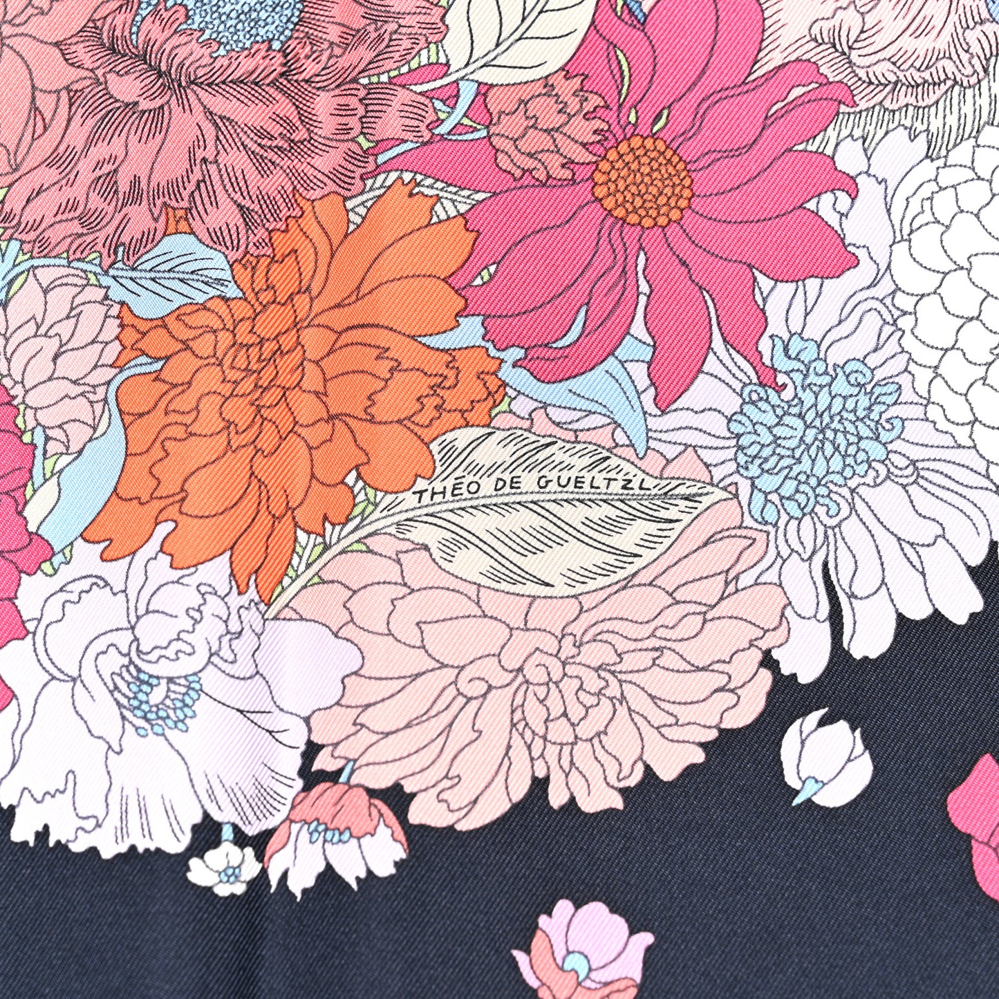 Silk Robe Legere Scarf 90 Marine Parme Rose