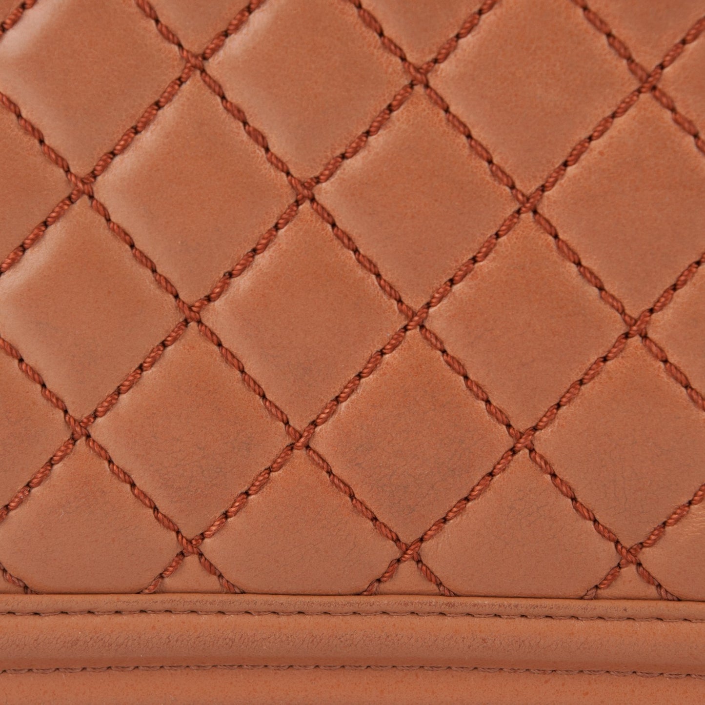 Calfskin Quilted Large Boy Flap Dark Beige