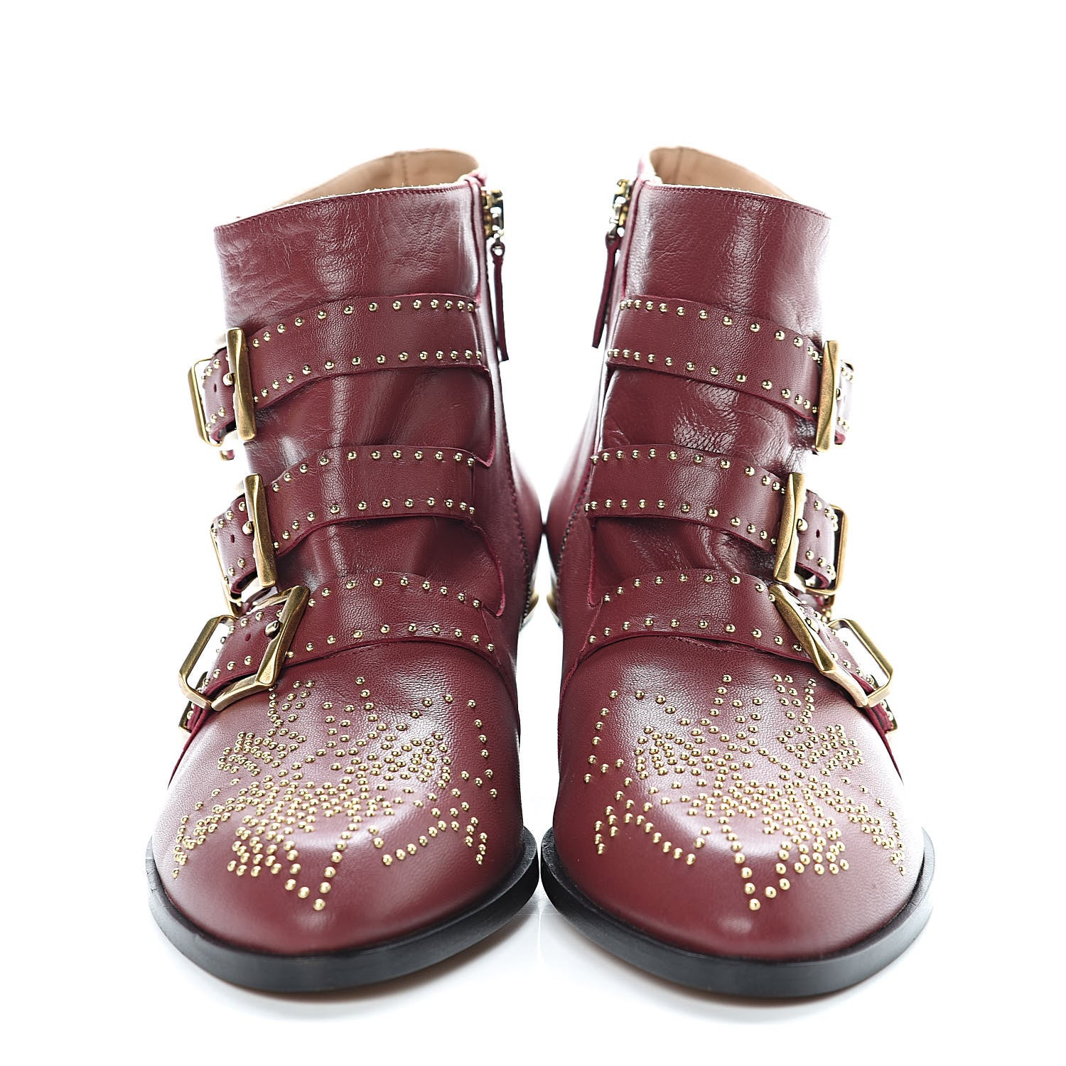 Chloe Nappa Sheepskin Studded Susanna Ankle Boots 40 Cherry Syrup 2 of 8