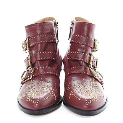 Chloe Nappa Sheepskin Studded Susanna Ankle Boots 40 Cherry Syrup 2 of 8