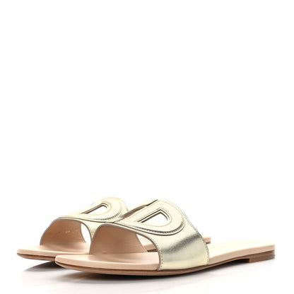 Christian Dior Metallic Calfskin D-Club Mule Sandal 41.5 Light Gold 3 of 8