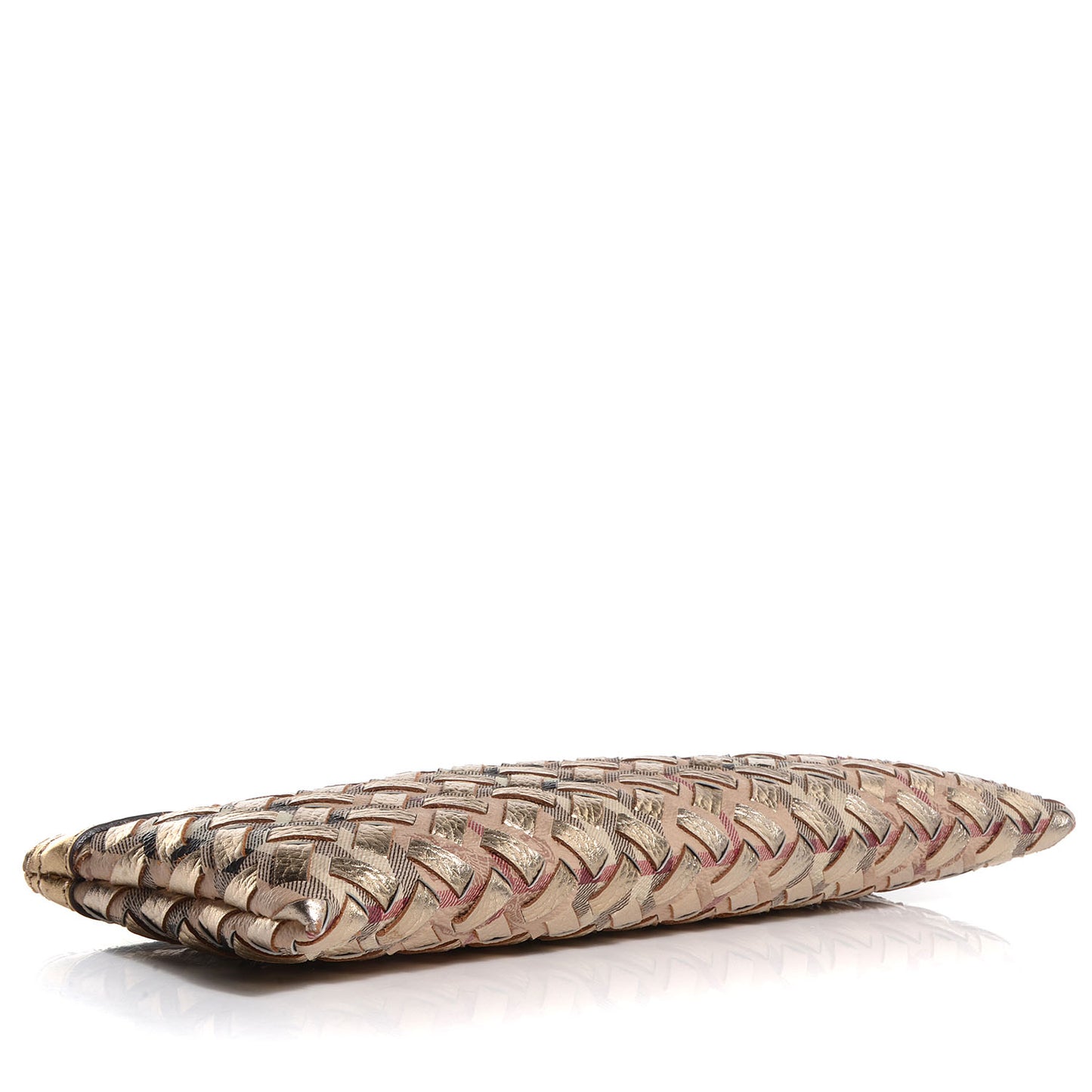 Woven Leather Nova Check Ashcombe Clutch Gold