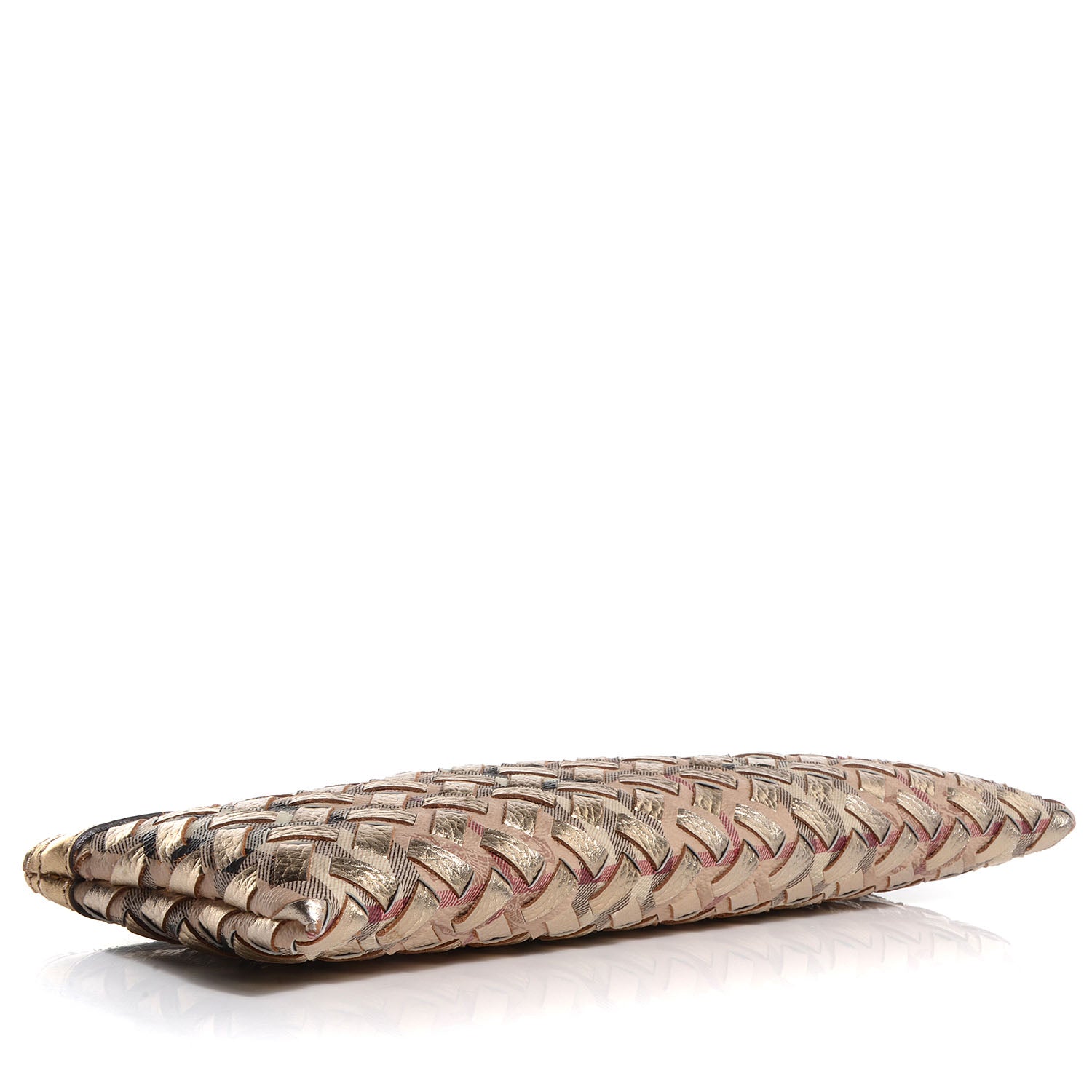 Burberry Woven Leather Nova Check Ashcombe Clutch Gold 4 of 7