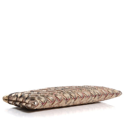Burberry Woven Leather Nova Check Ashcombe Clutch Gold 4 of 7
