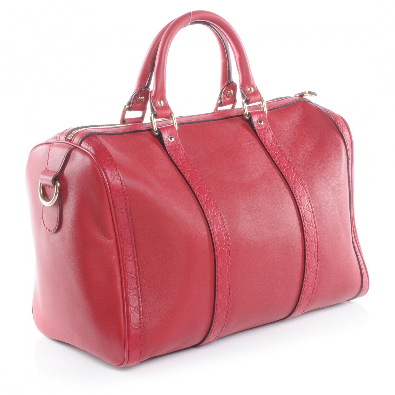 Gucci Calfskin Microguccissima Trim Medium Boston Raspberry Red 3 of 8