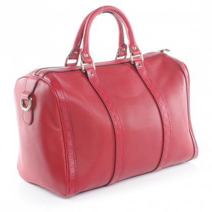 Gucci Calfskin Microguccissima Trim Medium Boston Raspberry Red 3 of 8