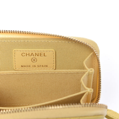 Chanel Caviar Quilted Zip Coin Purse Yellow 6 of 9