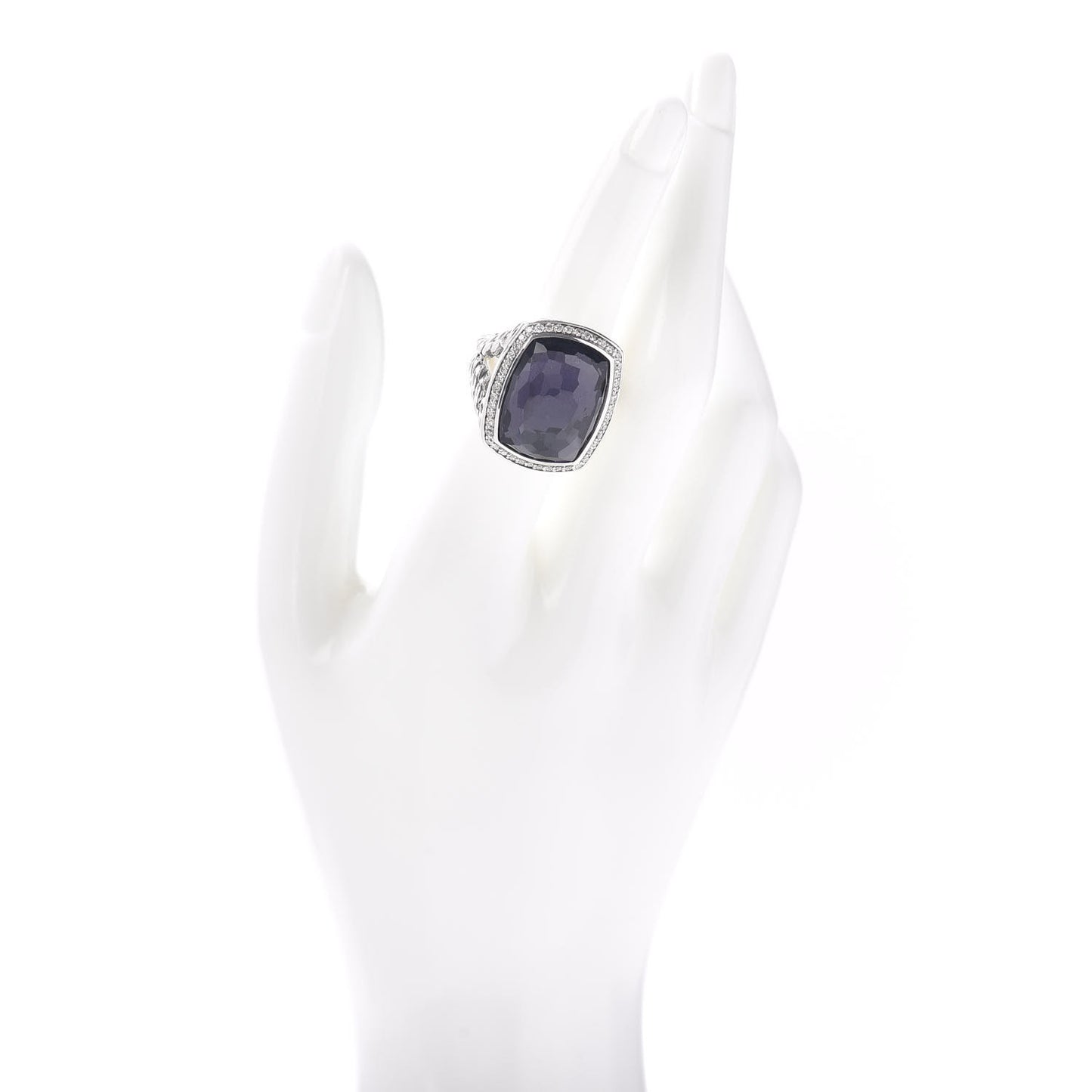 Sterling Silver Diamond Black Orchid 20mm Albion Ring 54 6.75