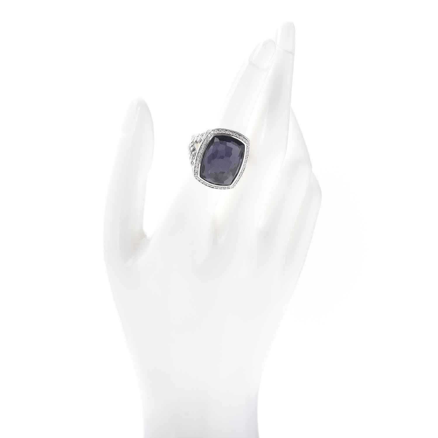 David Yurman Sterling Silver Diamond Black Orchid 20mm Albion Ring 54 6.75 2 of 5