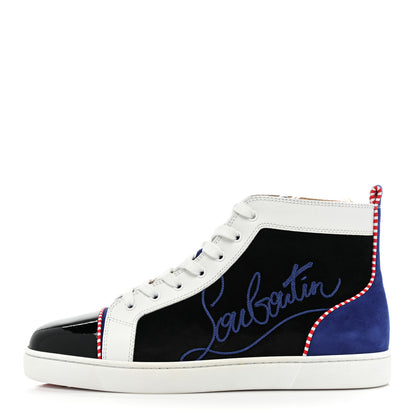 Christian Louboutin Patent Suede Navy Louis Flat Sneakers 45 Version Multicolor 1 of 12