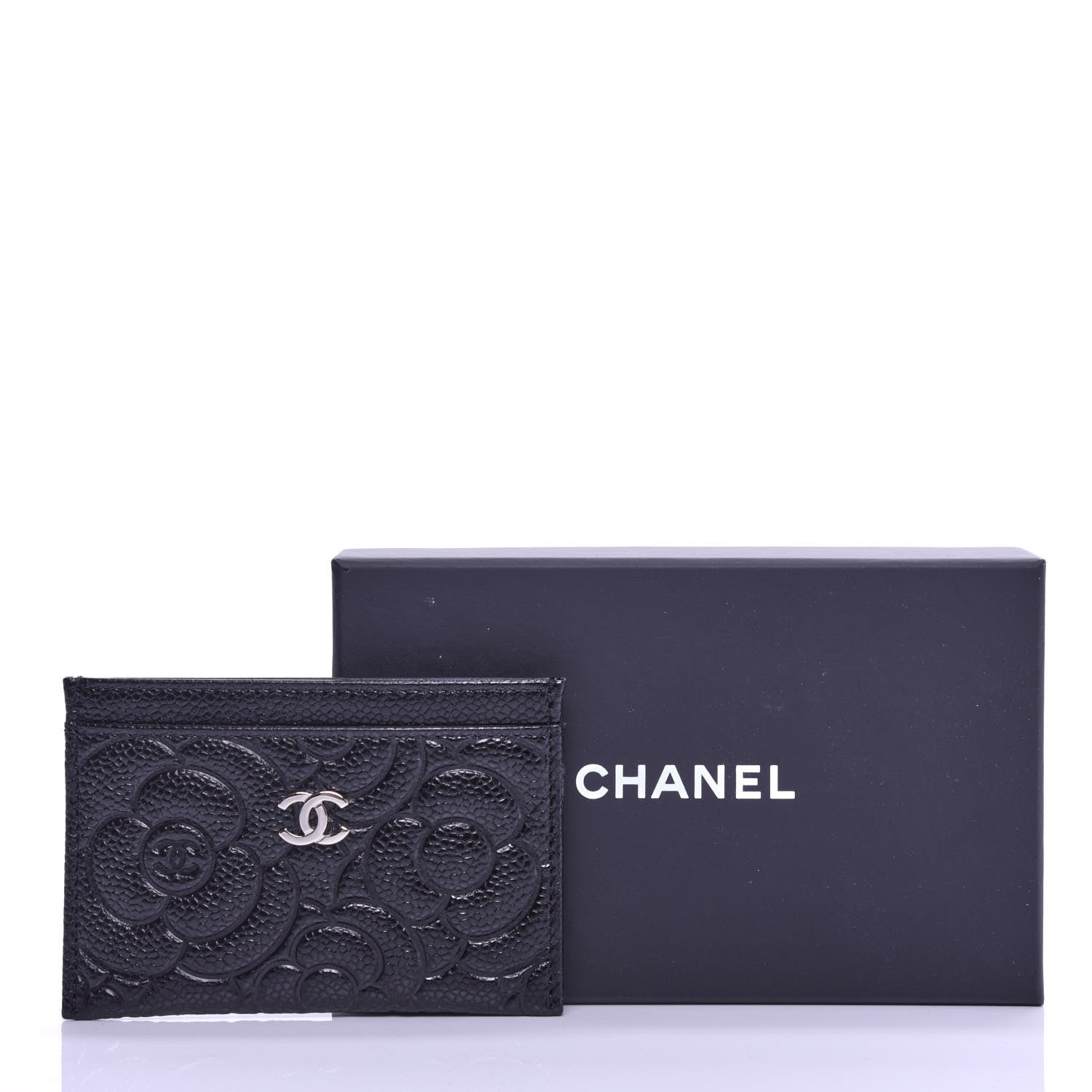 Chanel Caviar Camellia Embossed Card Holder Black 8 of 8