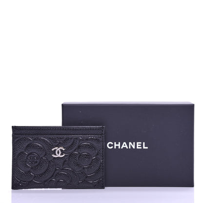 Chanel Caviar Camellia Embossed Card Holder Black 8 of 8