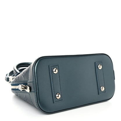 Louis Vuitton Metallic Calfskin Debossed Monogram Alma BB Steel Blue 4 of 9