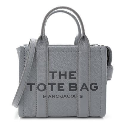 Marc Jacobs Grained Calfskin Mini The Tote Bag Grey 1 of 9