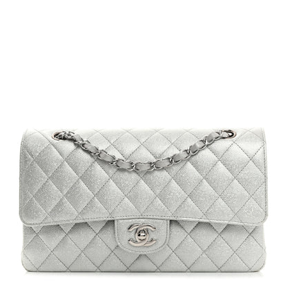 Chanel Glittered Metallic Caviar Quilted Medium Double Flap Silver 1 of 10