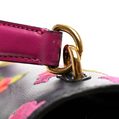 Mulberry Smooth Calfskin Embroidered Floral Harlow Satchel Navy Multicolor 11 of 14