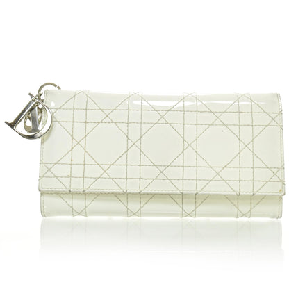 Christian Dior Patent Cannage Rendezvous Charm Wallet White 1 of 7