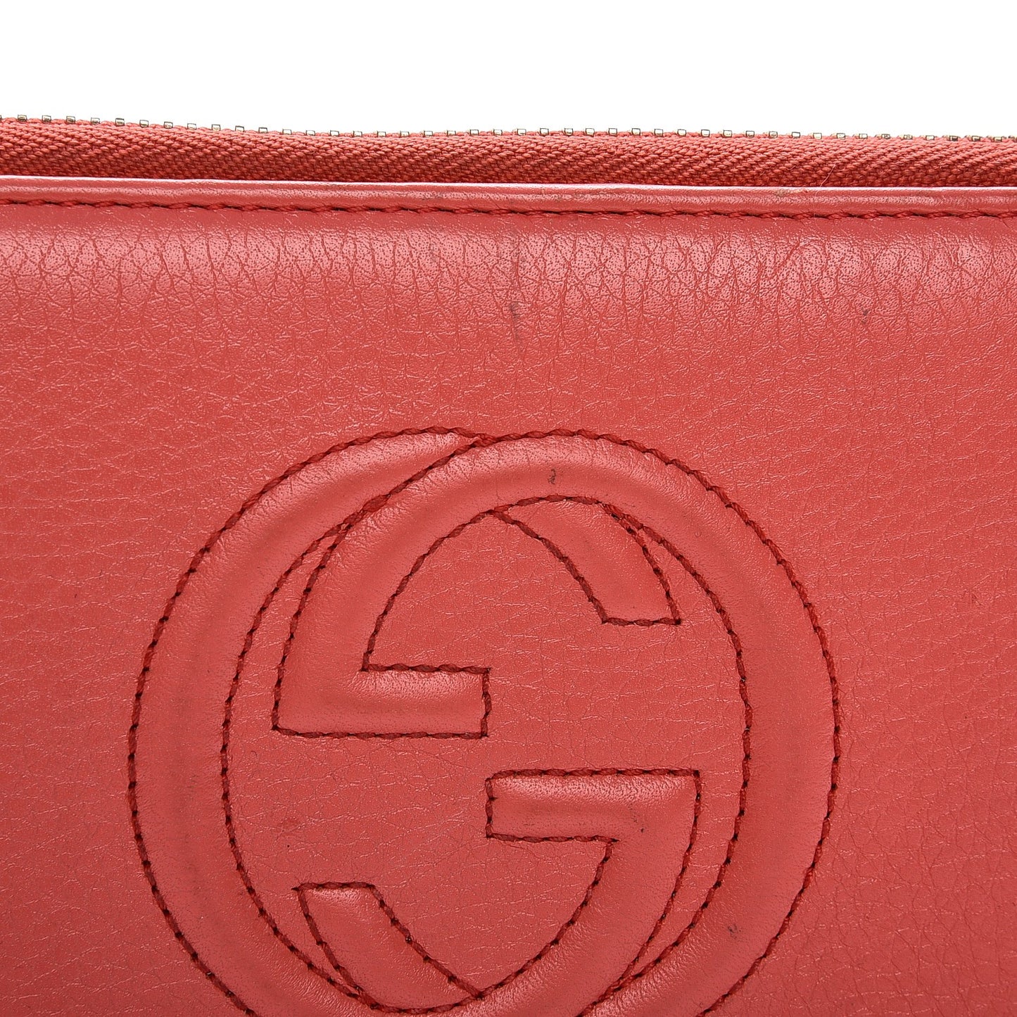 Pebbled Calfskin Soho Zip Around Wallet Coral