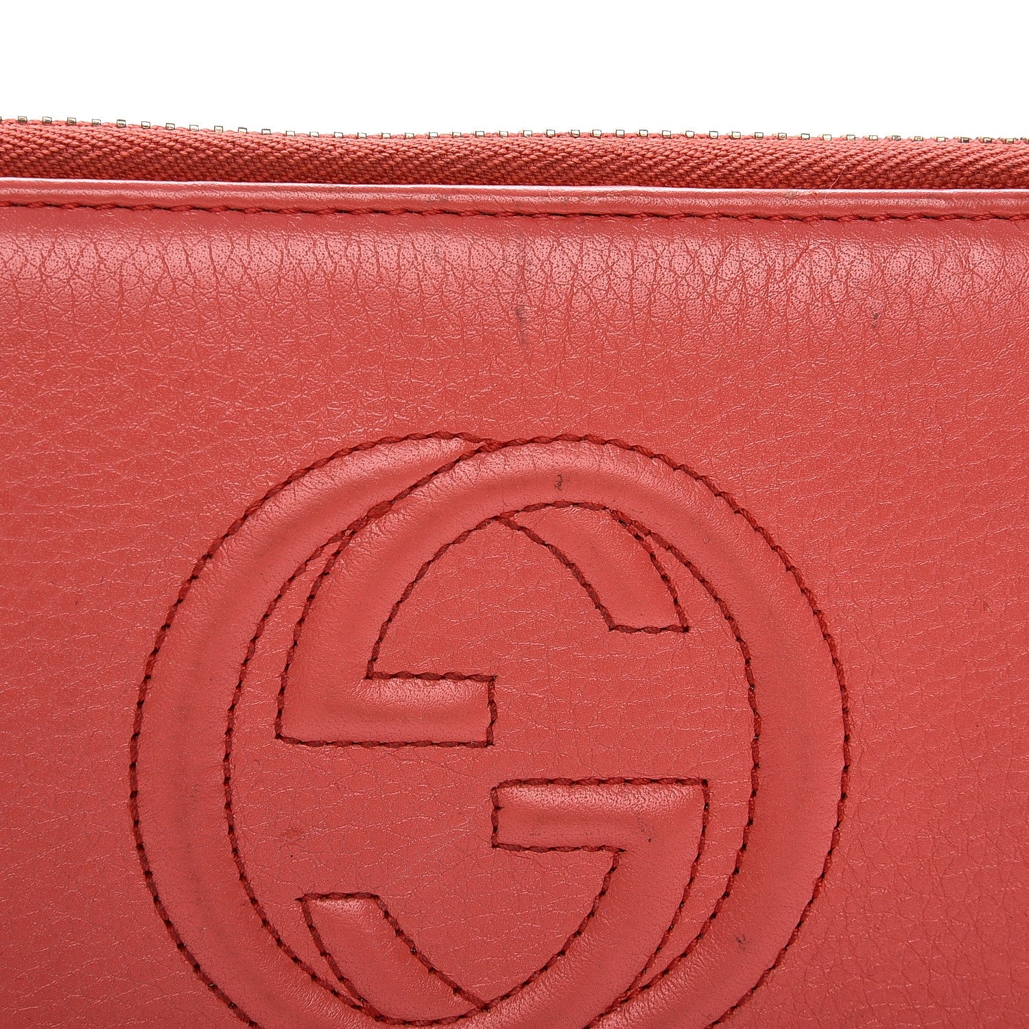 Gucci Pebbled Calfskin Soho Zip Around Wallet Coral 8 of 12